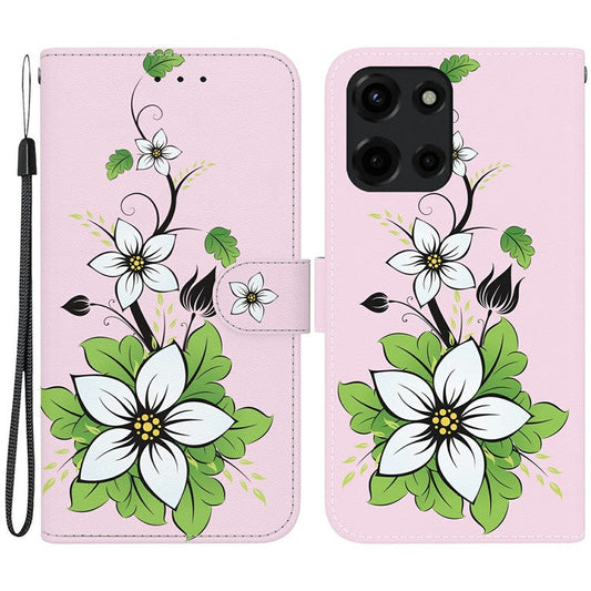 For Motorola Moto G Power (2025) Wallet Phone Case Anti-Drop Leather Flip Cover Pattern Printing - Lily