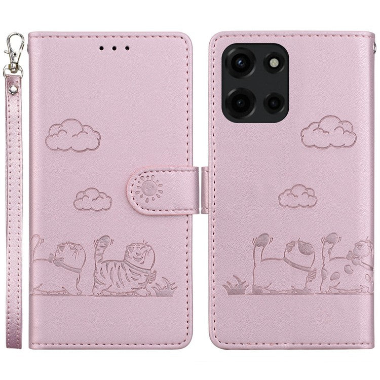 For Motorola Moto G Power (2025) Case RFID Blocking Kitten Pattern TPU+PU Leather Phone Cover - Pink