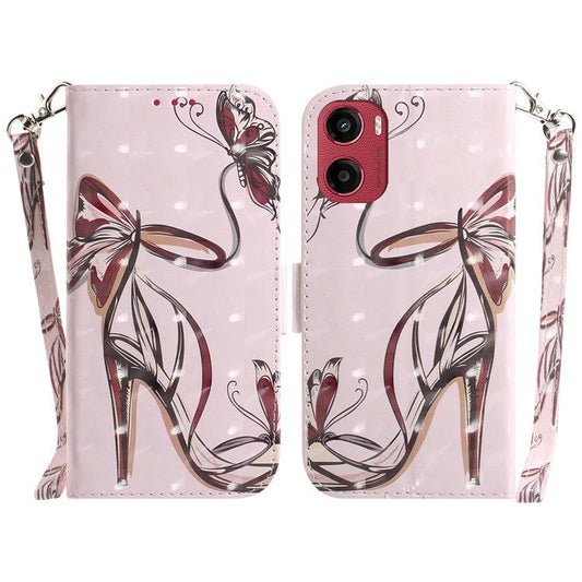 For Motorola Moto G05 4G  /  E15 4G Case Pattern Printing Leather Wallet Phone Cover - Butterfly High Heels
