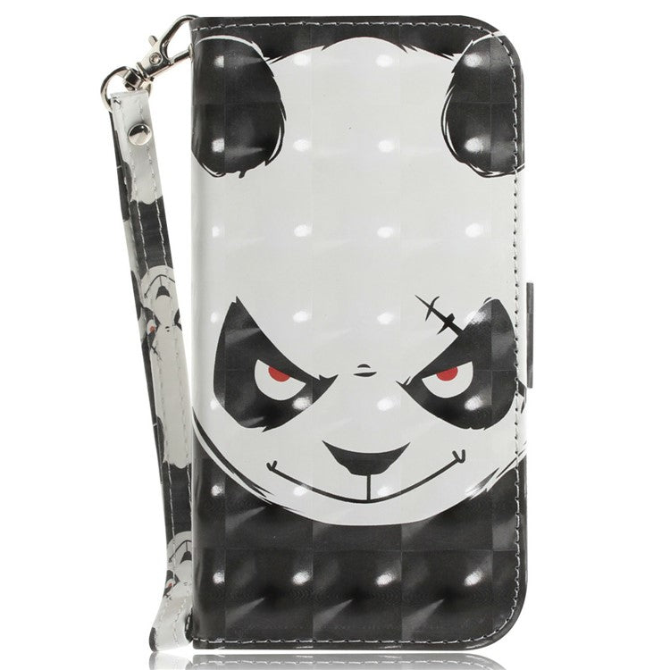 For Motorola Moto G05 4G  /  E15 4G Case Pattern Printing Leather Wallet Phone Cover - Angry Panda