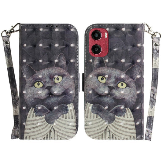 For Motorola Moto G05 4G  /  E15 4G Case Pattern Printing Leather Wallet Phone Cover - Embracing Cat