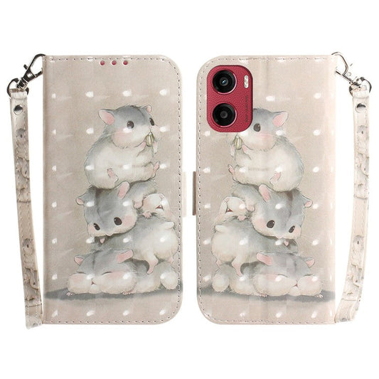 For Motorola Moto G05 4G  /  E15 4G Case Pattern Printing Leather Wallet Phone Cover - Stacking Squirrels