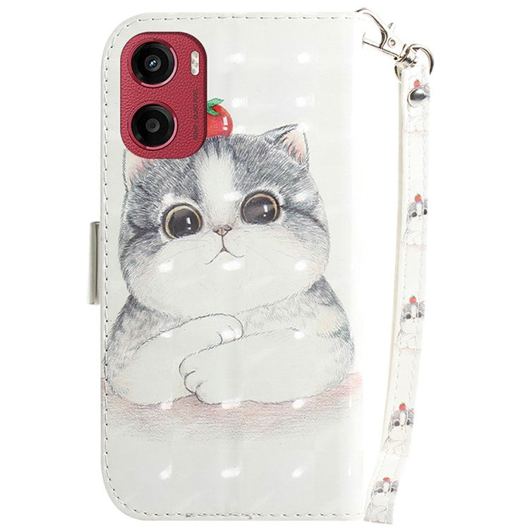 For Motorola Moto G05 4G  /  E15 4G Case Pattern Printing Leather Wallet Phone Cover - Cute Cat