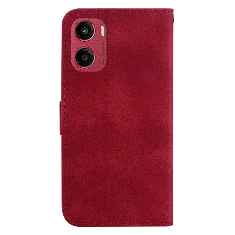 For Motorola Moto G05 4G / E15 4G Stand Case 7-Shaped Pattern Imprint Leather Phone Cover - Red