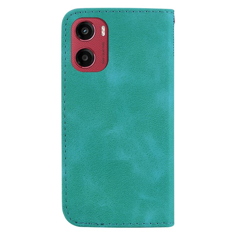 For Motorola Moto G05 4G / E15 4G Stand Case 7-Shaped Pattern Imprint Leather Phone Cover - Green