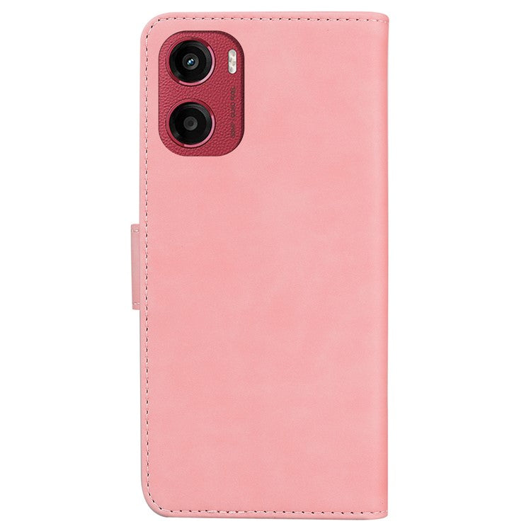 For Motorola Moto G05 4G  /  E15 4G Case Solid Color Leather Wallet Phone Cover - Pink