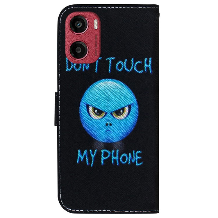For Motorola Moto G05 4G / E15 4G Wallet Case Pattern Print Leather Phone Cover - Don't Touch My Phone