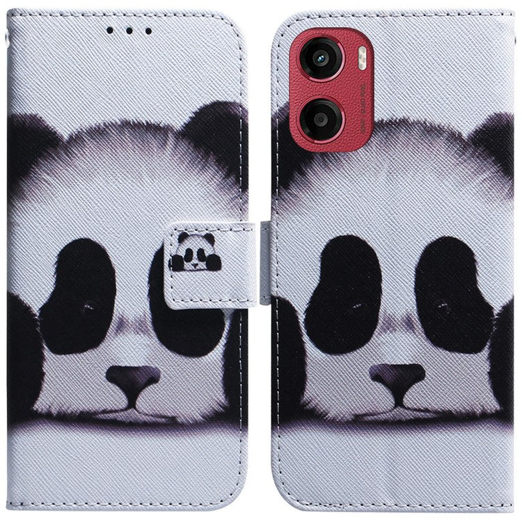 For Motorola Moto G05 4G / E15 4G Wallet Case Pattern Print Leather Phone Cover - Panda