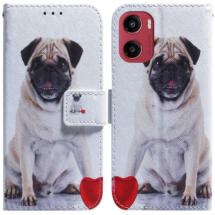 For Motorola Moto G05 4G / E15 4G Wallet Case Pattern Print Leather Phone Cover - Dog