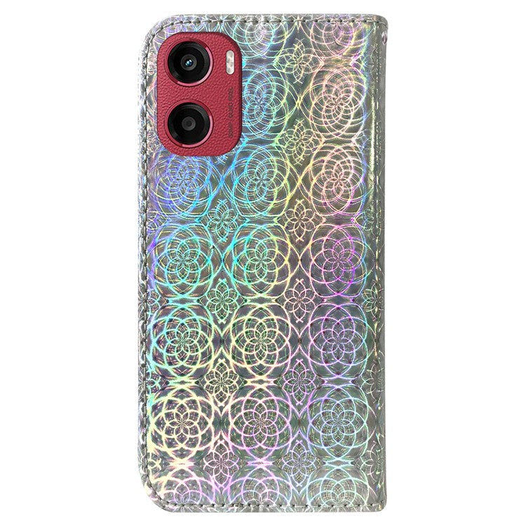 For Motorola Moto G05 4G  /  E15 4G Stand Case Dazzling Flower Leather Phone Cover - Grey