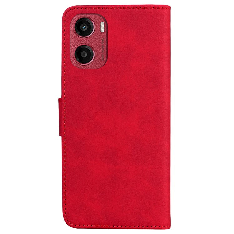 For Motorola Moto G05 4G  /  E15 4G Stand Case PU Leather Phone Cover Butterfly Printed - Red