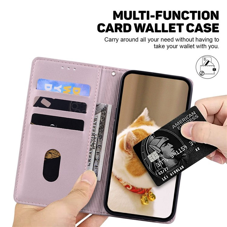 For Motorola Moto G05 4G / E15 4G Case RFID Blocking Kitten Pattern TPU+PU Leather Phone Cover - Pink
