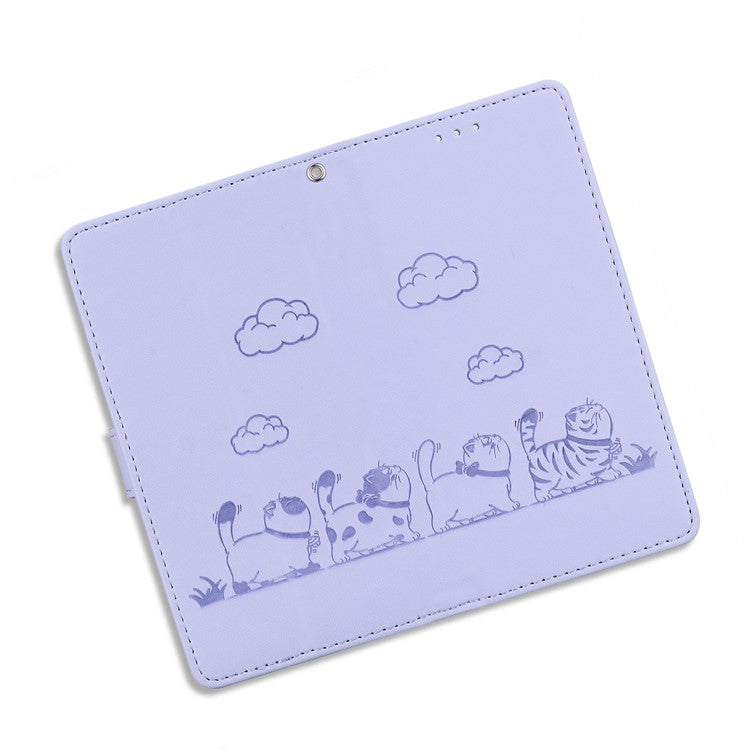 For Motorola Moto G05 4G / E15 4G Case RFID Blocking Kitten Pattern TPU+PU Leather Phone Cover - Purple