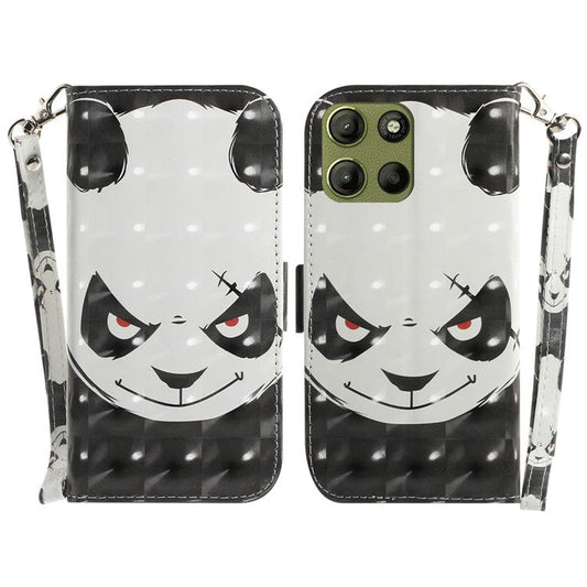 For Motorola Moto G15 4G Case Pattern Printing Leather Wallet Phone Cover - Angry Panda