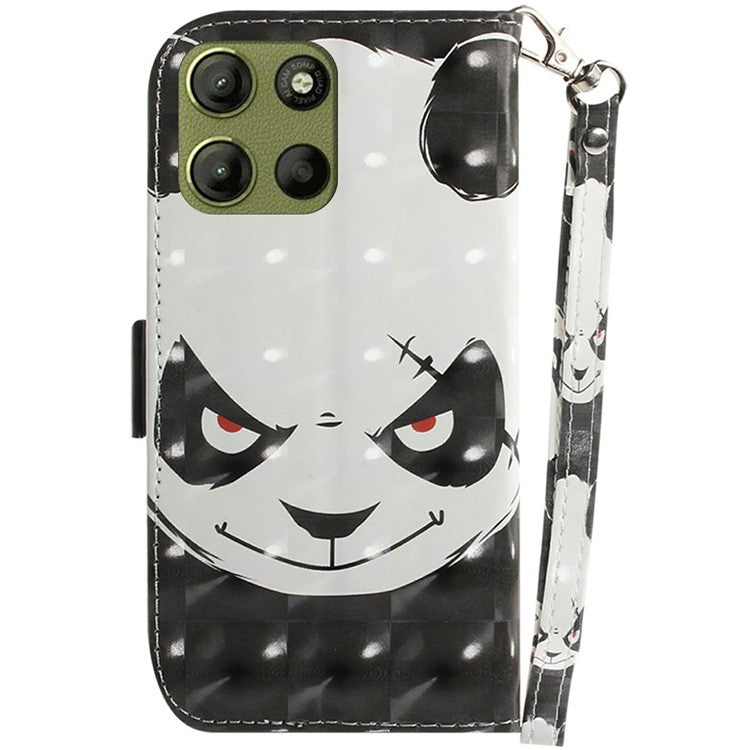 For Motorola Moto G15 4G Case Pattern Printing Leather Wallet Phone Cover - Angry Panda