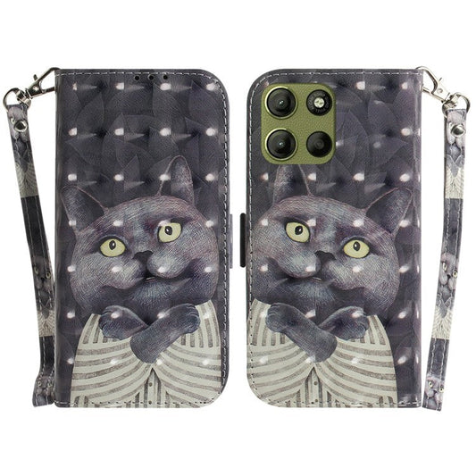 For Motorola Moto G15 4G Case Pattern Printing Leather Wallet Phone Cover - Embracing Cat