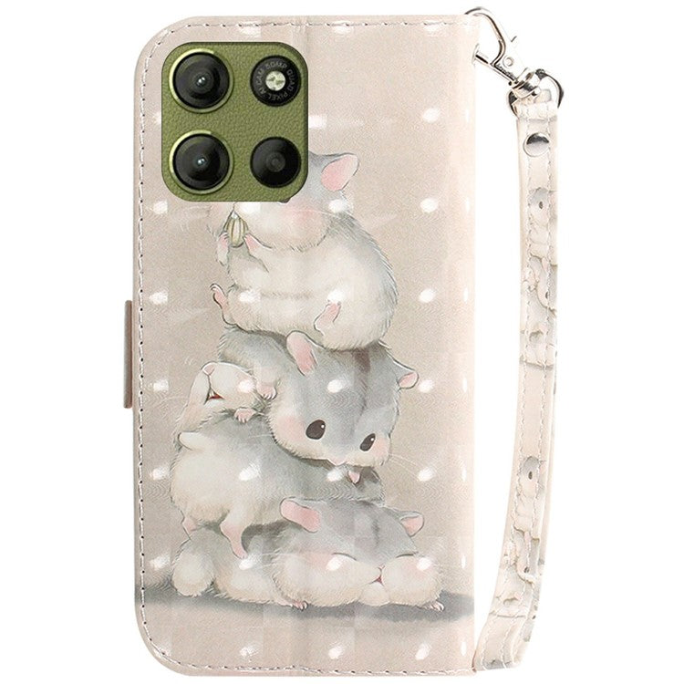 For Motorola Moto G15 4G Case Pattern Printing Leather Wallet Phone Cover - Stacking Squirrels