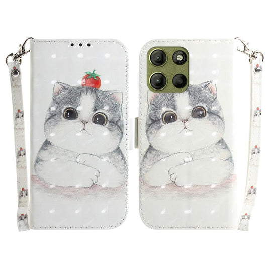 For Motorola Moto G15 4G Case Pattern Printing Leather Wallet Phone Cover - Cute Cat