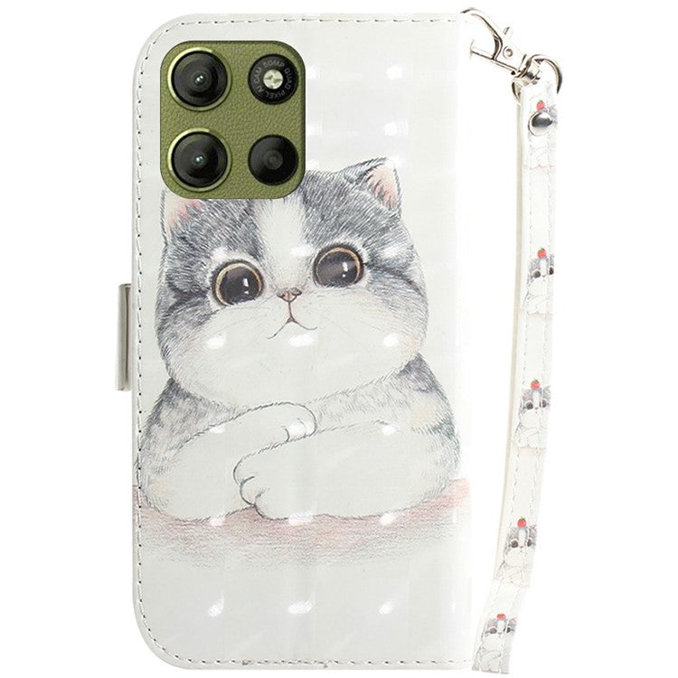 For Motorola Moto G15 4G Case Pattern Printing Leather Wallet Phone Cover - Cute Cat