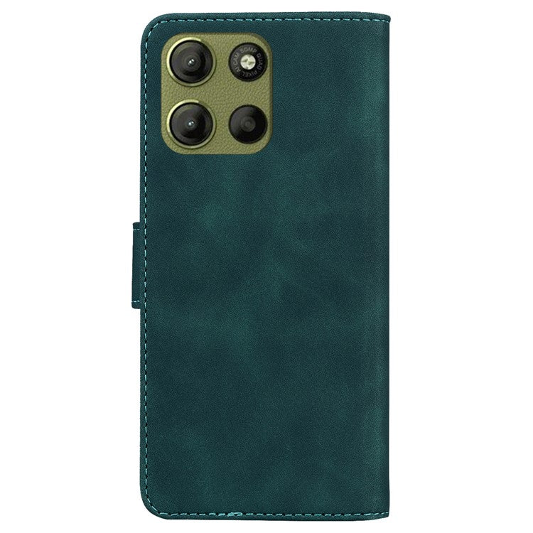 For Motorola Moto G15 4G Case Solid Color Leather Wallet Phone Cover - Green