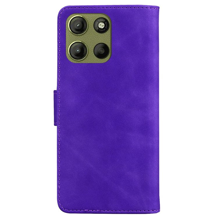 For Motorola Moto G15 4G Case Solid Color Leather Wallet Phone Cover - Purple