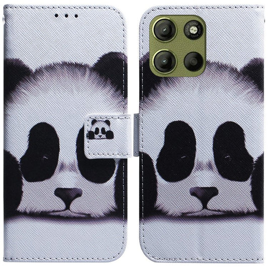 For Motorola Moto G15 4G Wallet Case Pattern Print Leather Phone Cover - Panda