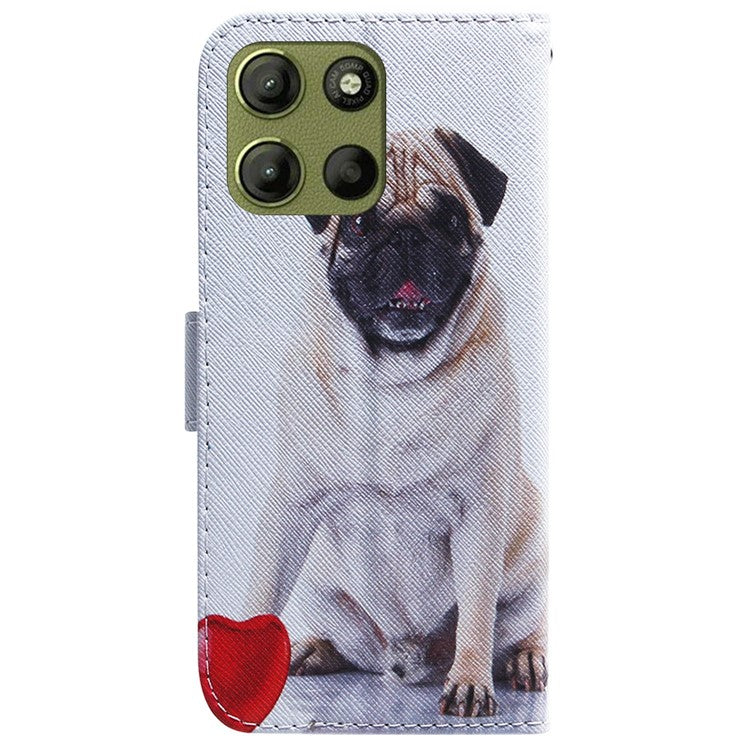 For Motorola Moto G15 4G Wallet Case Pattern Print Leather Phone Cover - Dog