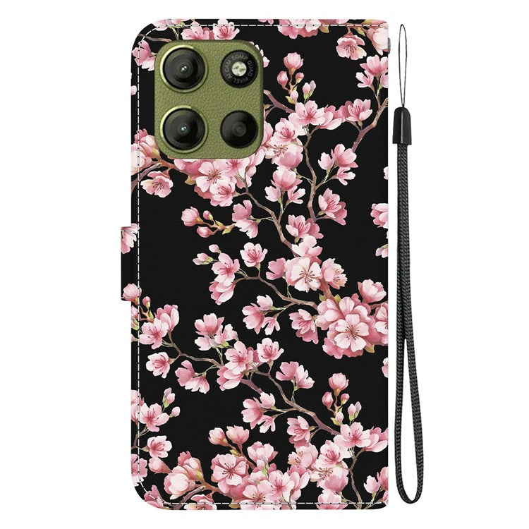 For Motorola Moto G15 4G Wallet Phone Case Anti-Drop Leather Flip Cover Pattern Printing - Plum Blossom