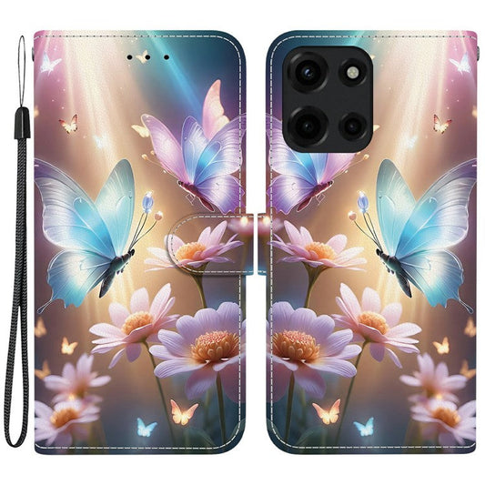 For Motorola Moto G 5G (2025) Case Pattern Printing Anti-Drop Leather Flip Wallet Phone Cover with Lanyard - Butterfly Floral