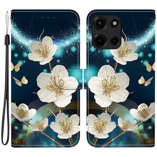 For Motorola Moto G Power (2025) Case Pattern Printing Anti-Drop Leather Flip Wallet Phone Cover with Lanyard - Magnolia