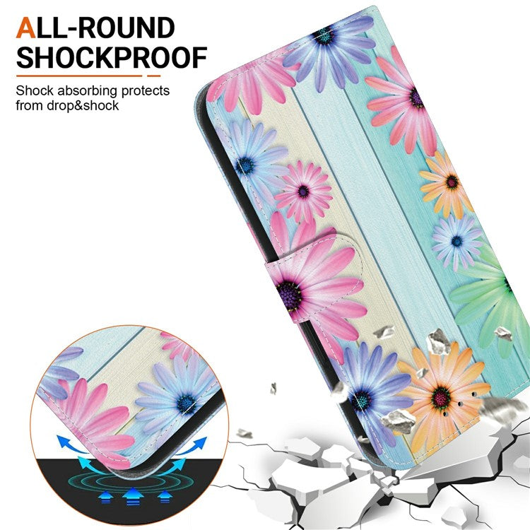 For Motorola Moto G05 4G  /  E15 4G Case Pattern Printing Anti-Drop Leather Flip Wallet Phone Cover with Lanyard - Sunflower