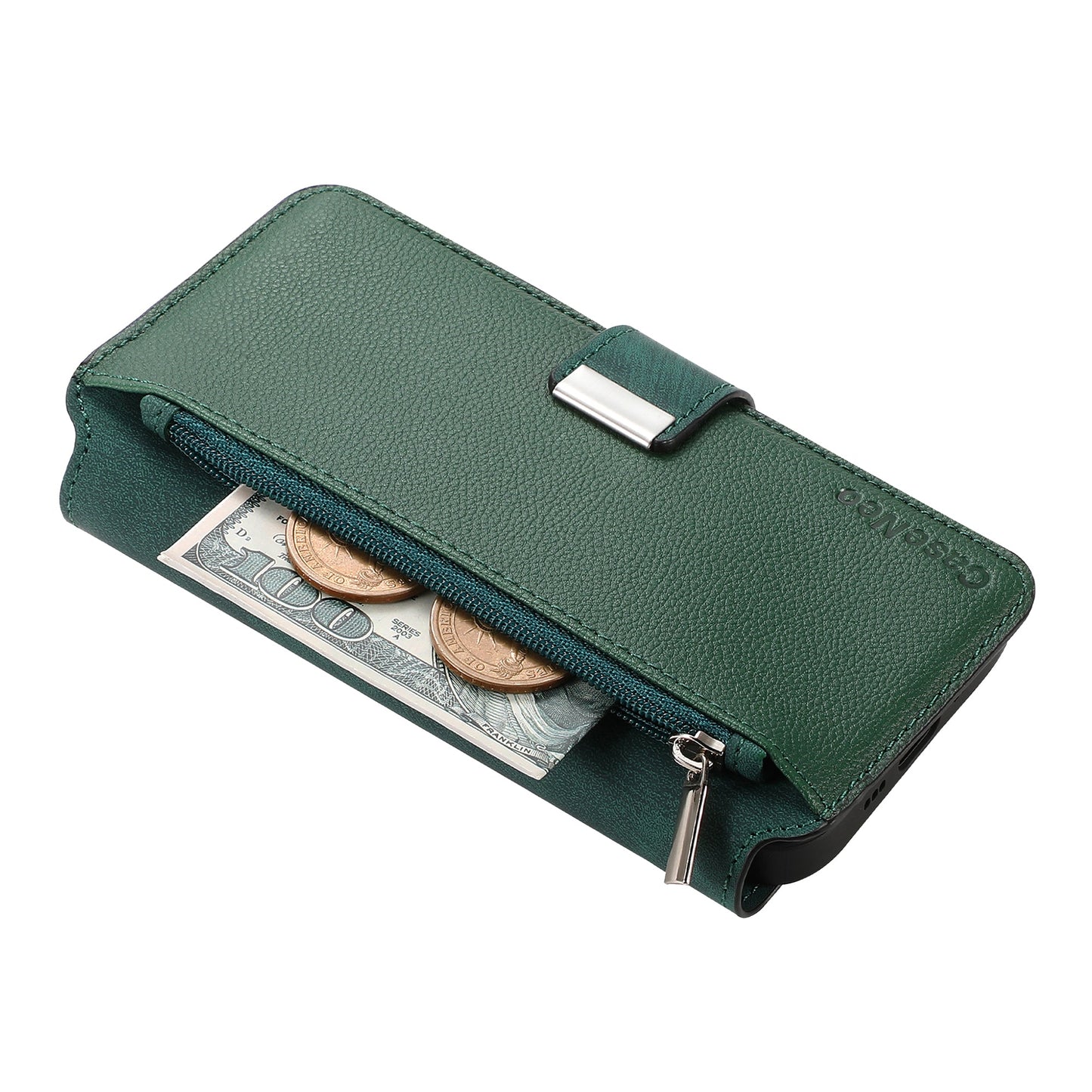 For OnePlus 11 5G CASENEO MW-02 Detachable Magnetic Leather Wallet Phone Cover - Green