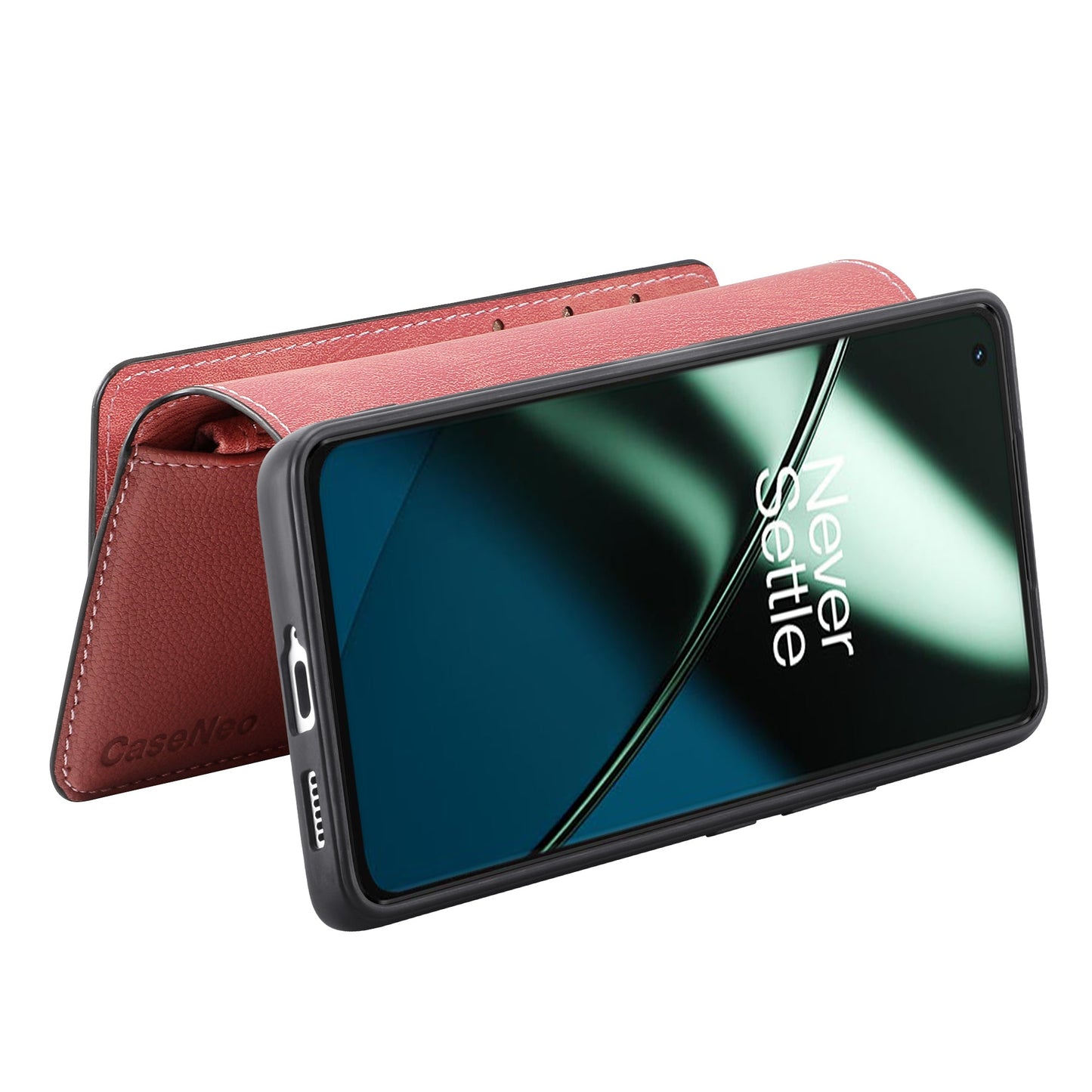 For OnePlus 11 5G CASENEO MW-02 Detachable Magnetic Leather Wallet Phone Cover - Pink