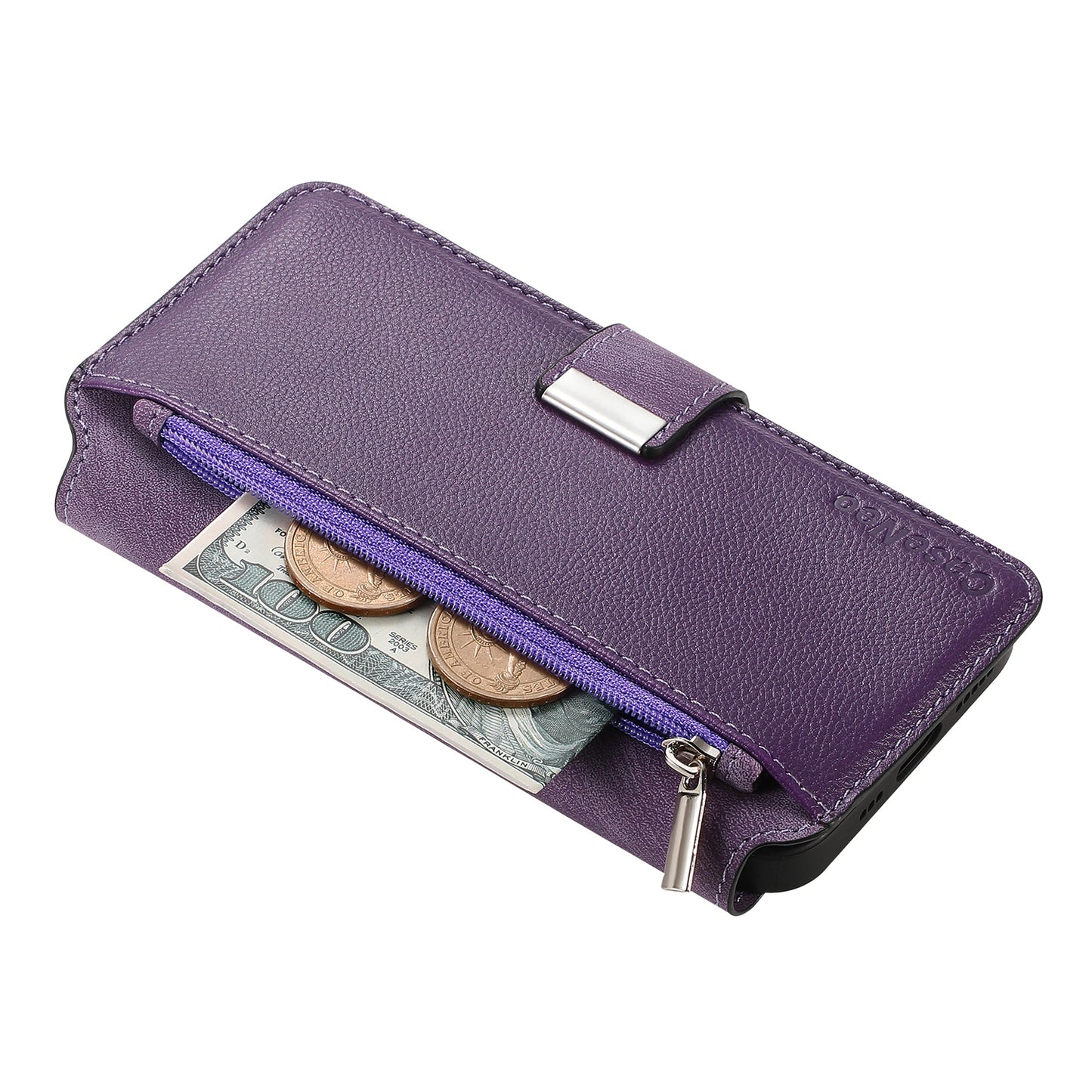 For OnePlus 11 5G CASENEO MW-02 Detachable Magnetic Leather Wallet Phone Cover - Purple