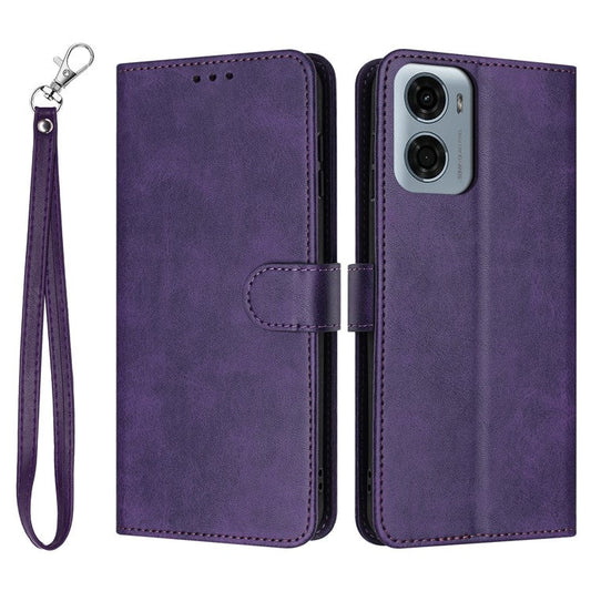 For Motorola Moto G05 4G Case Flip Stand PU Leather Wallet Phone Cover Calf Texture - Purple
