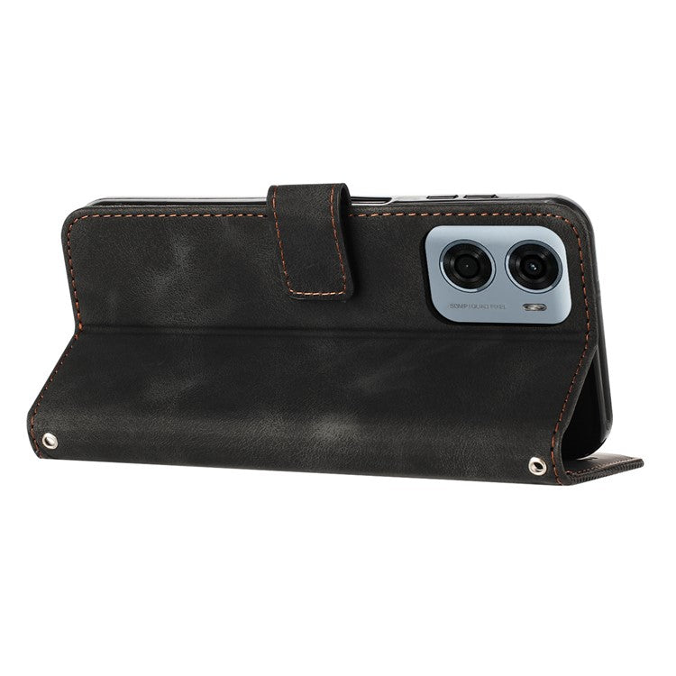 For Motorola Moto G05 4G Case Imprinted Triangle Leather Phone Cover - Black