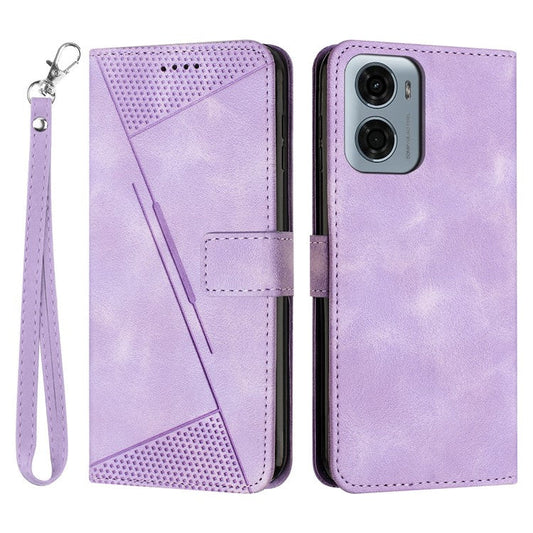 For Motorola Moto G05 4G Case Imprinted Triangle Leather Phone Cover - Purple