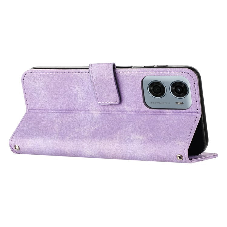 For Motorola Moto G05 4G Case Imprinted Triangle Leather Phone Cover - Purple