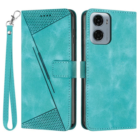 For Motorola Moto G05 4G Case Imprinted Triangle Leather Phone Cover - Green