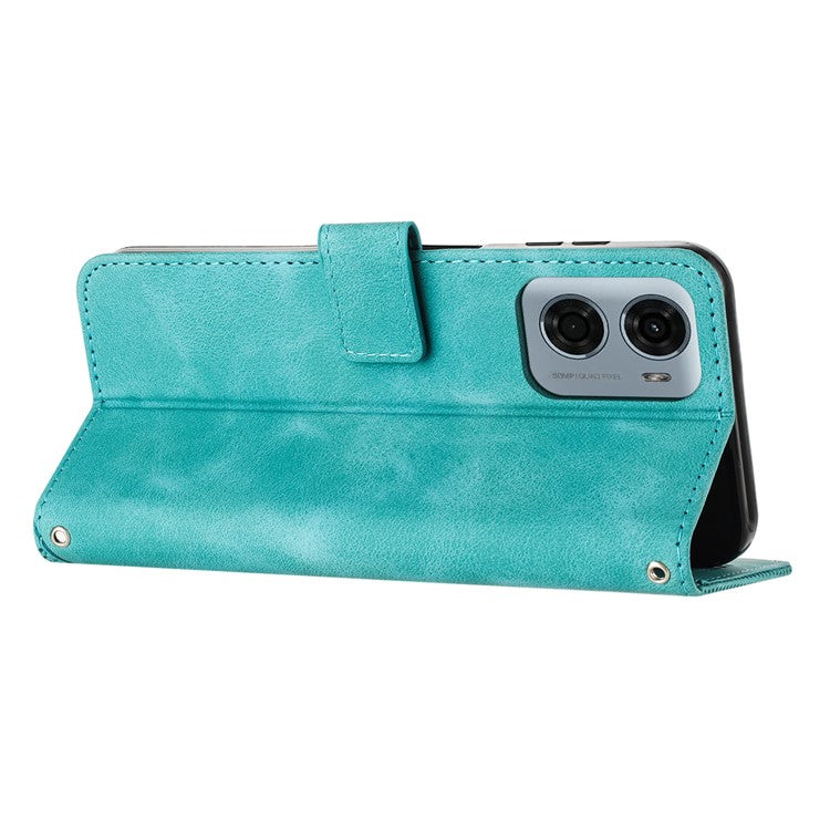 For Motorola Moto G05 4G Case Imprinted Triangle Leather Phone Cover - Green