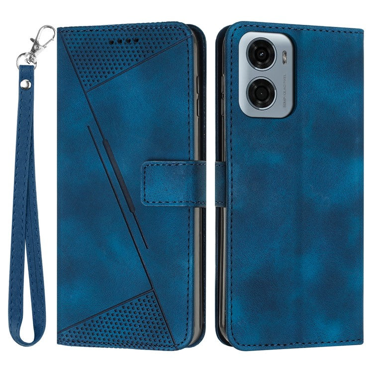 For Motorola Moto G05 4G Case Imprinted Triangle Leather Phone Cover - Sapphire