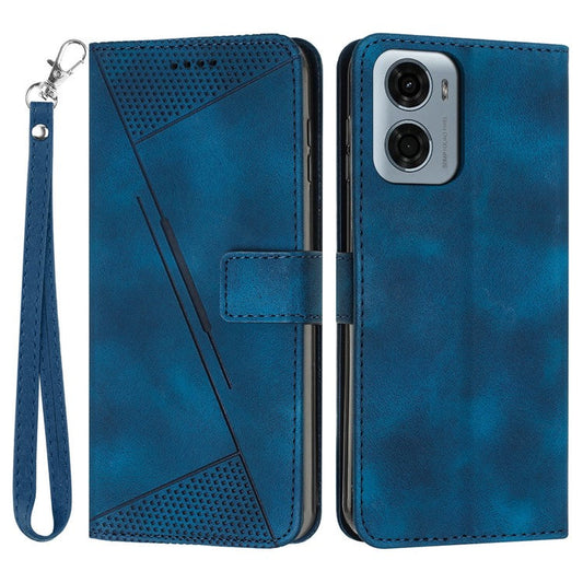For Motorola Moto G05 4G Case Imprinted Triangle Leather Phone Cover - Sapphire