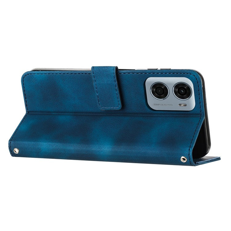 For Motorola Moto G05 4G Case Imprinted Triangle Leather Phone Cover - Sapphire