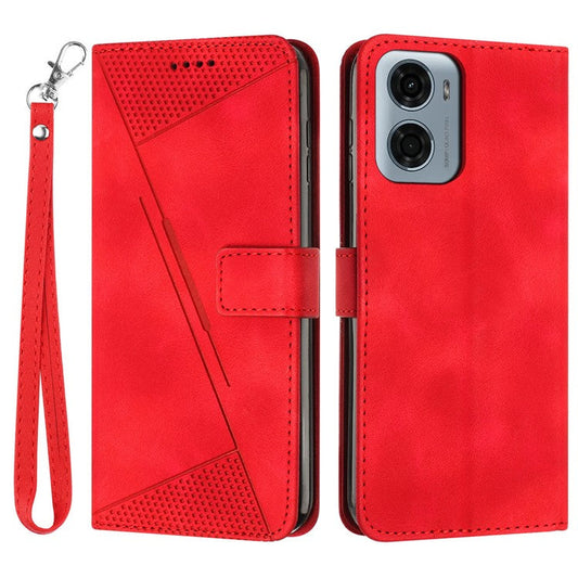 For Motorola Moto G05 4G Case Imprinted Triangle Leather Phone Cover - Red