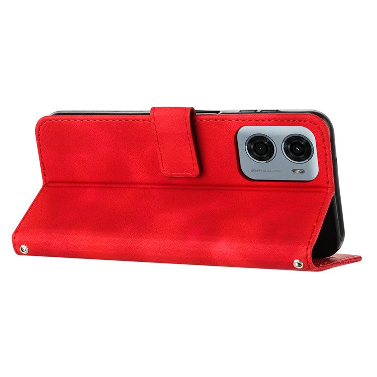 For Motorola Moto G05 4G Case Imprinted Triangle Leather Phone Cover - Red