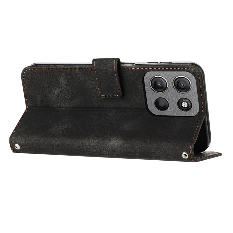 For Motorola Moto G15 4G Case Imprinted Triangle Leather Phone Cover - Black