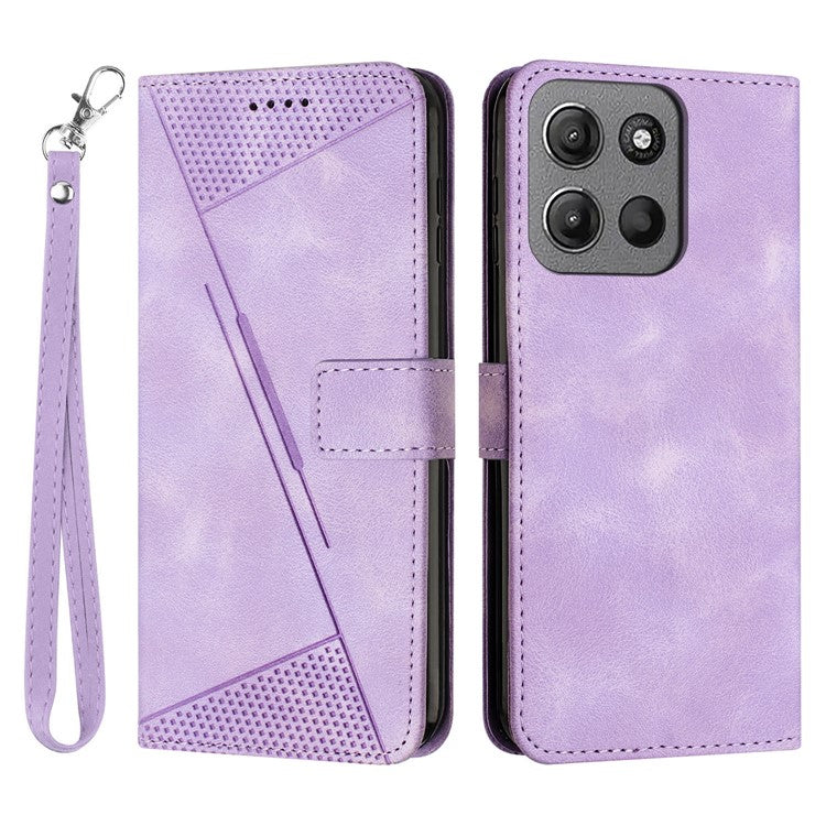 For Motorola Moto G15 4G Case Imprinted Triangle Leather Phone Cover - Purple
