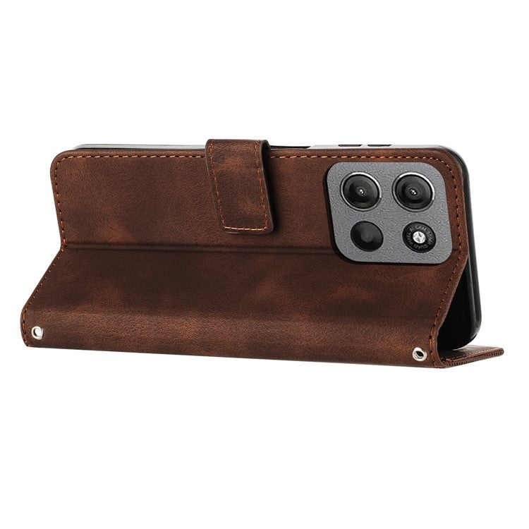 For Motorola Moto G15 4G Case Imprinted Triangle Leather Phone Cover - Brown