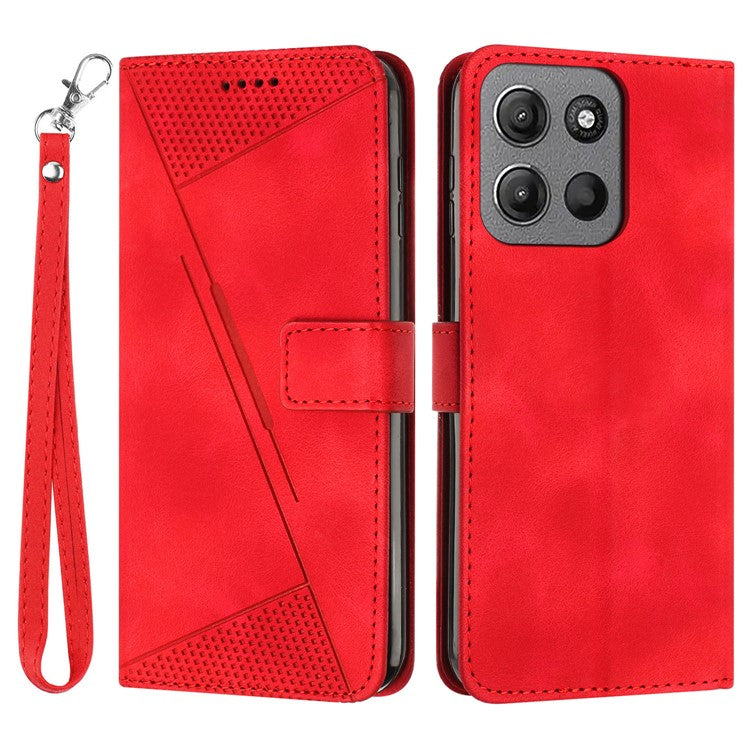 For Motorola Moto G15 4G Case Imprinted Triangle Leather Phone Cover - Red