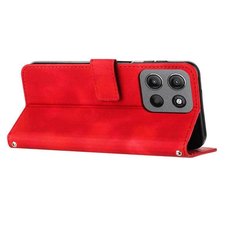 For Motorola Moto G15 4G Case Imprinted Triangle Leather Phone Cover - Red